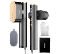 Ferro da stiro verticale 110-240V con tensione mondiale, Ferro da stiro da viaggio, 2 in 1 Ferro da Stiro Portatile da 1000W, 15s rapido riscaldamento per il Global viaggio (Nero)