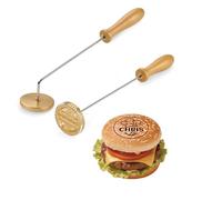 Ferro di marca con logo personalizzato per hamburger, marca per carne e hamburger in ottone personalizzato | Barbecue professionale, cocco, sigillo per torte da 2,54 cm