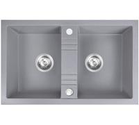 Ferro Mezzo II lavello in granito 78x48 cm grigio/grafite/inox DRGM2/48/78GA