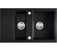 Ferro Mezzo II lavello in granito 79x48 cm grigio/grafite/inox DRGM3/48/79BA