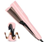 Ferro Onde Deep Waves 25 mm Onde Sirena, PARWIN PRO BEAUTY Ferro Arricciacapelli Doppio Cilindro Beach Waves, 3 Timer (6/8/10 s) con Display LED, 4 Livelli di Temperatura, Design Leggero 350 g
