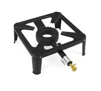 FERROELETTRA, Fornellone a Gas 4 piedi 30x30 cm, bruciatore in ghisa, acciaio verniciato nero, GPL per bombola, Butano - Propano, Altezza 15 cm
