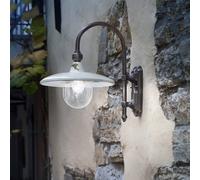 FerroLuce Applique da esterno in alluminio con paralume in ceramica decorata a m