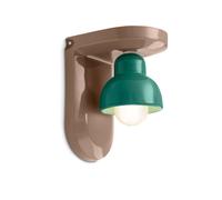 Applique Vintage Decò Berimbau Ceramica Marrone Moka E Turchese 1 Luce E27