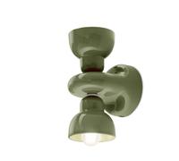 Applique Vintage Decò Berimbau Ceramica Verde Salvia 2 Luci E14