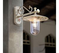 Applique Esterno Classica Genova Metallo Ceramica Bianco Sfumato Oro 1 Luce E27