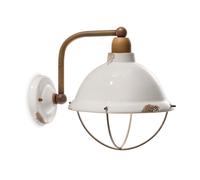 Applique Industrial Ferro E Ceramica Vintage Bianco 1 Luce E14