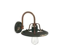 Applique Vintage Country Ferro E Ceramica Nero 1 Luce E27 25Cm