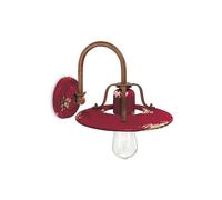 Applique Vintage Country Ferro E Ceramica Bordeaux 1 Luce E27 25Cm