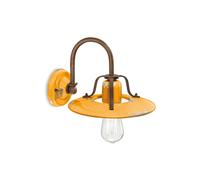Applique Vintage Country Ferro E Ceramica Giallo 1 Luce E27 25Cm