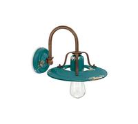 Applique Vintage Country Ferro E Ceramica Verde 1 Luce E27 25Cm