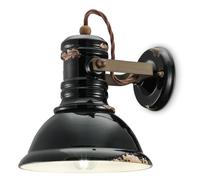 Applique Industrial Ferro E Ceramica Vintage Nero 1 Luce E27