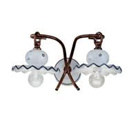 Applique Classica Roma Metallo E Ceramica Nero Sfumato Rame 2 Luci E14