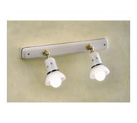 Applique Classica Savona Ceramica E Ottone Satinato 2 Luci E14