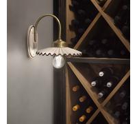 Applique Classica L'Aquila Ottone E Ceramica Decorato Filo Marrone 1 Luce E