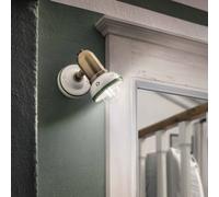 FerroLuce Applique da parete rustica in metallo e paralume in ceramica decorata