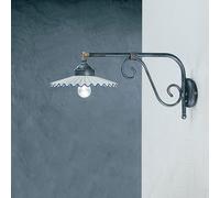 FerroLuce Applique piccola rustica in metallo con diffusore in ceramica decorata [EEK: A]