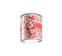 Plafoniera Piccola Vintage Decò Pi Ceramica Ming Rosso 1 Luce E27