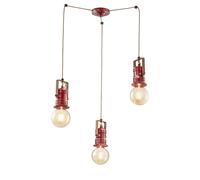 Lampadario Industrial Minimal Urban Ferro Ceramica Vintage Bordeaux 3 Luci E27