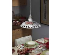 Lampadario Classico Napoli Ceramica E Ottone Satinato Decorato 1 Luce E27