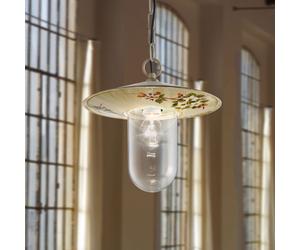 FerroLuce Lampada a sospensione da esterno con paralume in ceramica decorata a m