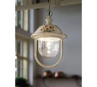 Sospensione Esterno Classica Bari Metallo Ceramica Bianco Sfumato Oro 1 Luce E27