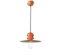 Lampadario Vintage Urban Ferro E Ceramica Arancio 1 Luce E27 40Cm