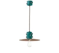 Lampadario Vintage Urban Ferro E Ceramica Verde 1 Luce E27 40Cm