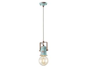 FerroLuce Lampada a sospensione in ceramica in stile industrial Urban Azzurro 53 [EEK: A]