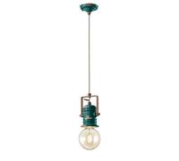 Lampadario Industrial Minimal Urban Ferro E Ceramica Vintage Verde 1 Luce E27
