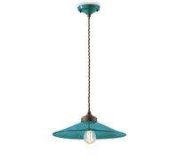 Lampadario Vintage Colors Ferro E Ceramica Verde Petrolio 1 Luce E27 35Cm