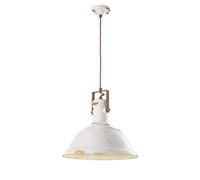 Lampadario Industrial Ferro E Ceramica Vintage Bianco 1 Luce E27 40Cm