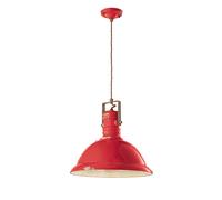 Lampadario Industrial Ferro E Ceramica Vintage Rosso 1 Luce E27 40Cm