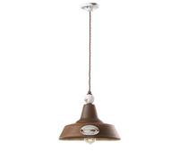 Lampadario Vintage Grunge Ferro E Ceramica Bianco 1 Luce E27