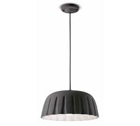 Sospensione Grande Vintage Decò Madame Gres Ceramica Grigio Nerastro 1 Luce E27