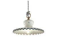 Lampadario Classico Roma Ceramica E Ottone Satinato Decorato 23Cm 1 Luce E27