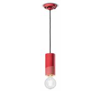 Sospensione Media Vintage Decò Pi Ceramica Rosso Corallo 1 Luce E27