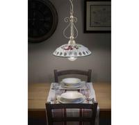 Lampadario Classico Napoli Metallo E Ceramica Bianco Sfumato Oro 1 Luce E27