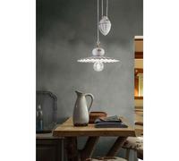 Lampadario Classico Roma Ceramica E Ottone Satinato Decorato Filo Blu 1 Luce E27