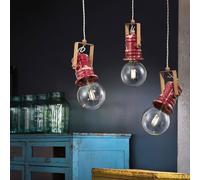 Lampadario Industrial Minimal Urban Ferro Ceramica Vintage Bordeaux 3 Luci E27