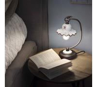 FerroLuce Lampada da comodino rustica in metallo con diffusore in ceramica decor