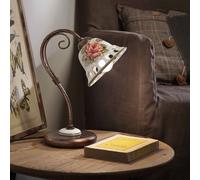 FerroLuce Lampada da comodino rustica in metallo con diffusore in ceramica decor