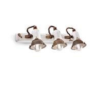 Applique Vintage Loft Ferro E Ceramica Bianco 3 Luci E14