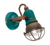 Applique Vintage Loft Ferro E Ceramica Verde 1 Luce E14