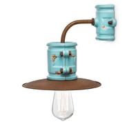 Applique Vintage Urban Ferro E Ceramica Azzurro 1 Luce E27 25Cm