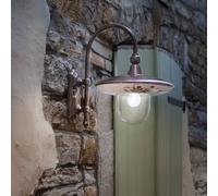 FerroLuce Lampada da parete per esterno con paralume in ceramica decorata a mano