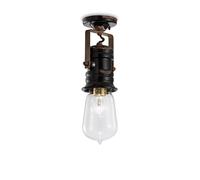 Plafoniera Industrial Minimal Urban Ferro E Ceramica Vintage Nero 1 Luce E27