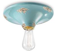 Plafoniera Vintage Tonda Grande Ceramica Azzurra 1 Luce E27