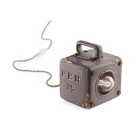 Lumetto Vintage Industrial Cubica Ferro Ceramica Tortora 1 Luce E27