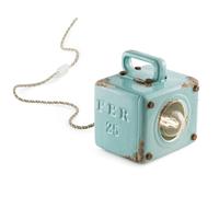 Lumetto Vintage Industrial Cubica Ferro Ceramica Azzurro 1 Luce E27